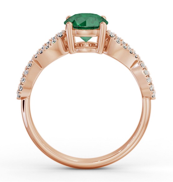 Solitaire Emerald and Diamond 9K Rose Gold Ring with Channel GEM89_RG_EM_THUMB1 