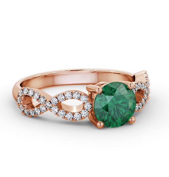 Solitaire Emerald and Diamond 18K Rose Gold Ring with Channel GEM89_RG_EM_THUMB1