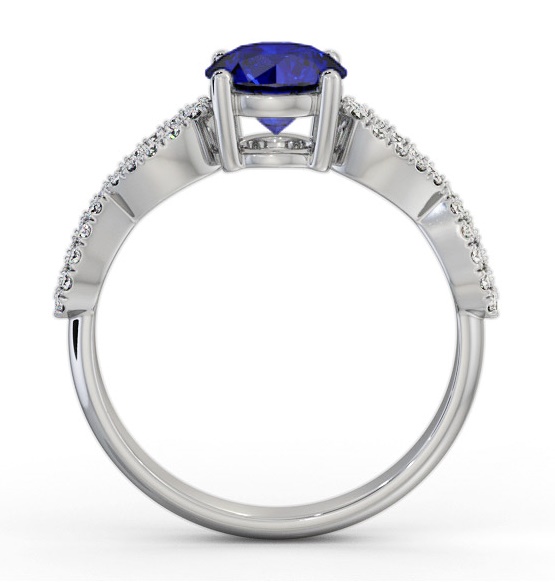 Solitaire Blue Sapphire and Diamond 18K White Gold Ring with Channel GEM89_WG_BS_THUMB1 