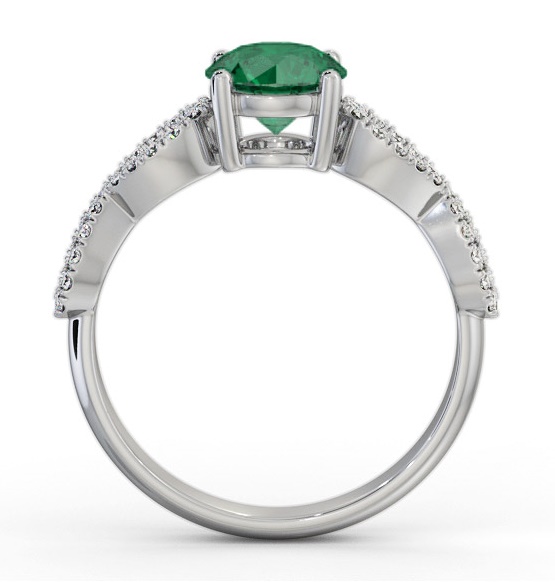 Solitaire Emerald and Diamond Palladium Ring with Channel GEM89_WG_EM_THUMB1 