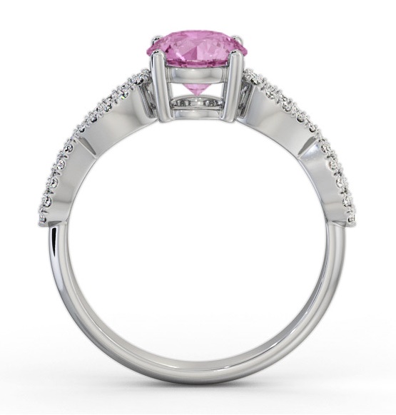 Solitaire Pink Sapphire and Diamond 18K White Gold Ring with Channel GEM89_WG_PS_THUMB1 