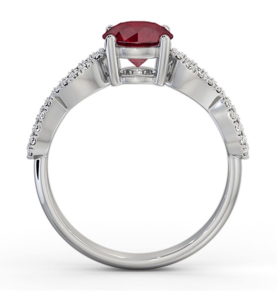 Solitaire Ruby and Diamond 18K White Gold Ring with Channel GEM89_WG_RU_THUMB1 