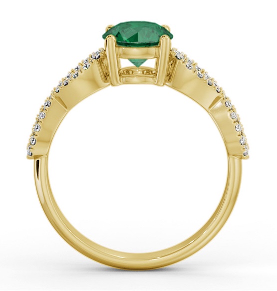 Solitaire Emerald and Diamond 18K Yellow Gold Ring with Channel GEM89_YG_EM_THUMB1 