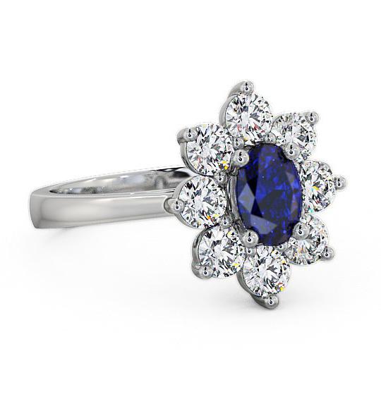 Cluster Blue Sapphire and Diamond 1.80ct Ring 18K White Gold GEM8_WG_BS_THUMB1