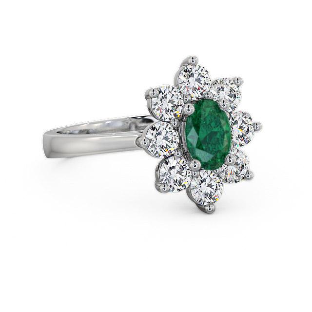 Cluster Emerald and Diamond 1.72ct Ring 18K White Gold - Willamina GEM8_WG_EM_HAND