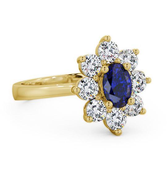 Cluster Blue Sapphire and Diamond 1.80ct Ring 9K Yellow Gold GEM8_YG_BS_THUMB1