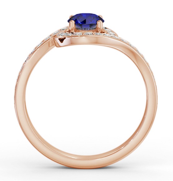 Halo Blue Sapphire and Diamond 0.95ct Ring 18K Rose Gold GEM90_RG_BS_THUMB1 