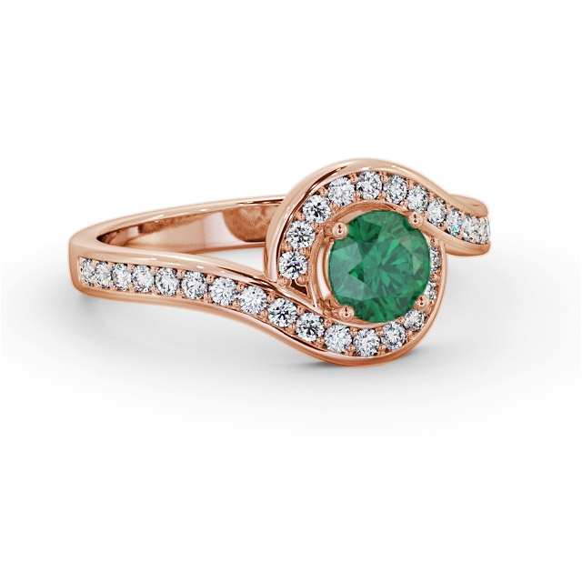 Halo Emerald and Diamond 0.80ct Ring 9K Rose Gold - Denissa GEM90_RG_EM_FLAT