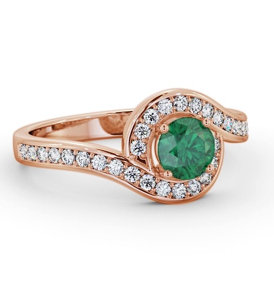 Halo Emerald and Diamond 0.80ct Ring 9K Rose Gold GEM90_RG_EM_THUMB1
