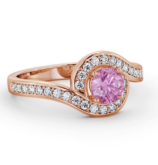 Halo Pink Sapphire and Diamond 0.95ct Ring 9K Rose Gold GEM90_RG_PS_THUMB1