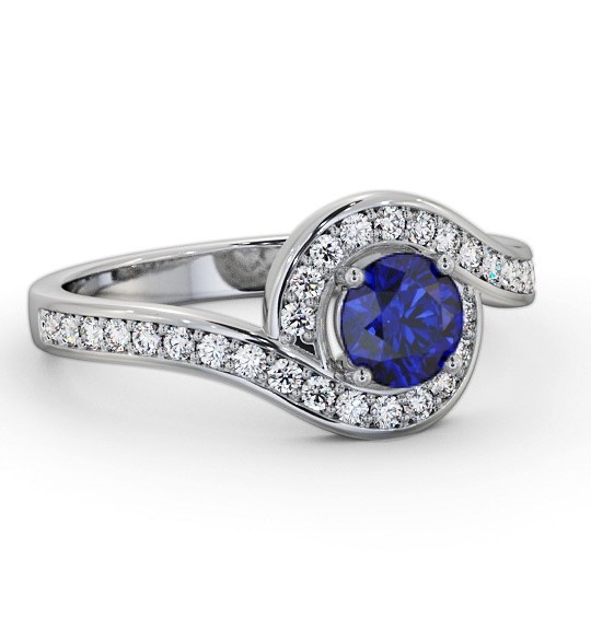 Halo Blue Sapphire and Diamond 0.95ct Ring 18K White Gold GEM90_WG_BS_THUMB2 