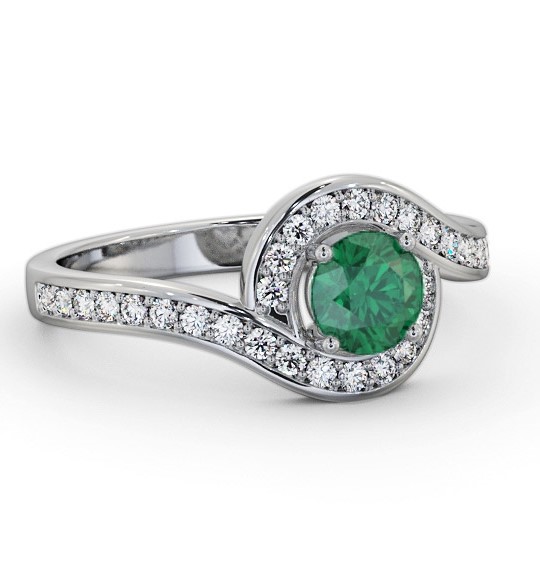 Halo Emerald and Diamond 0.80ct Ring 9K White Gold GEM90_WG_EM_THUMB1