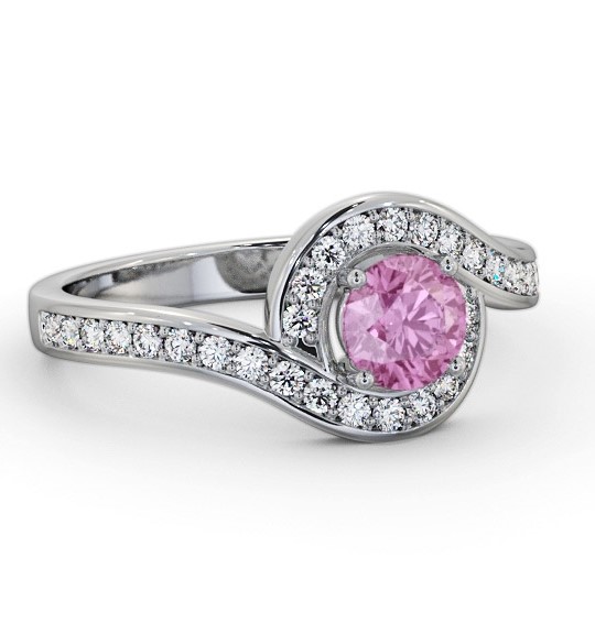 Halo Pink Sapphire and Diamond 0.95ct Ring Palladium GEM90_WG_PS_THUMB2 