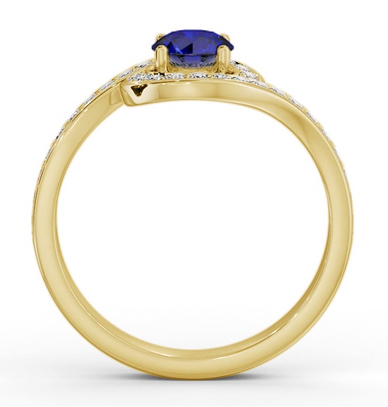 Halo Blue Sapphire and Diamond 0.95ct Ring 9K Yellow Gold GEM90_YG_BS_THUMB1 