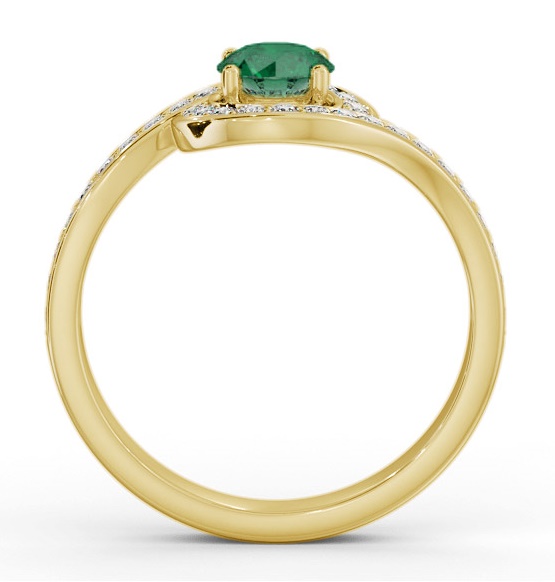 Halo Emerald and Diamond 0.80ct Ring 9K Yellow Gold GEM90_YG_EM_THUMB1 