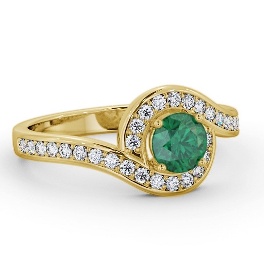 Halo Emerald and Diamond 0.80ct Ring 9K Yellow Gold GEM90_YG_EM_THUMB1