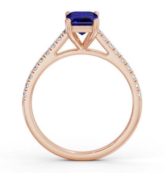 Solitaire 1.35ct Blue Sapphire and Diamond 9K Rose Gold Ring GEM91_RG_BS_THUMB1 
