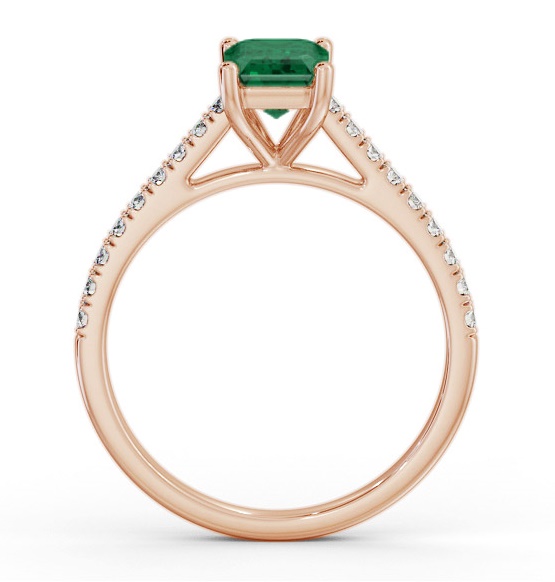 Solitaire 1.35ct Emerald and Diamond 9K Rose Gold Ring with Channel GEM91_RG_EM_THUMB1 