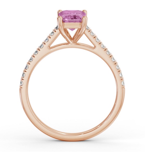 Solitaire 1.35ct Pink Sapphire and Diamond 18K Rose Gold Ring GEM91_RG_PS_THUMB1 