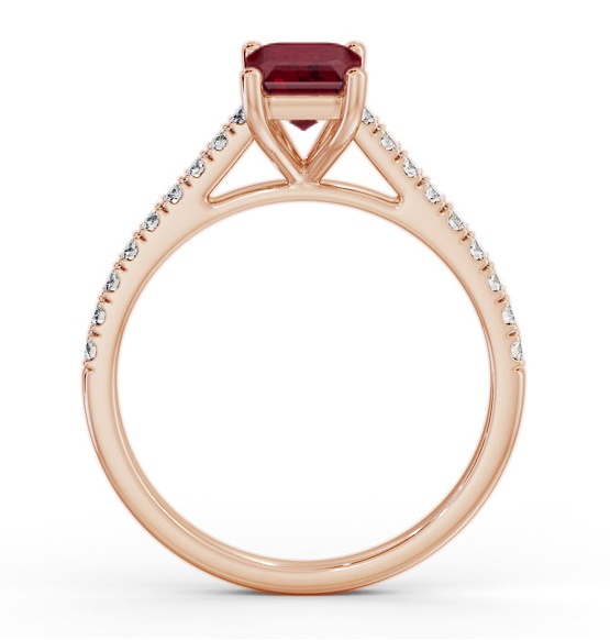 Solitaire 1.35ct Ruby and Diamond 9K Rose Gold Ring with Channel GEM91_RG_RU_THUMB1 