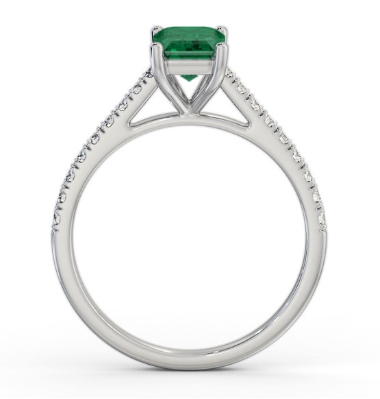 Solitaire 1.35ct Emerald and Diamond Palladium Ring with Channel GEM91_WG_EM_THUMB1 