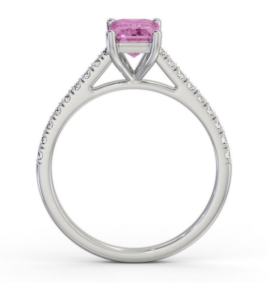 Solitaire 1.35ct Pink Sapphire and Diamond 18K White Gold Ring GEM91_WG_PS_THUMB1 
