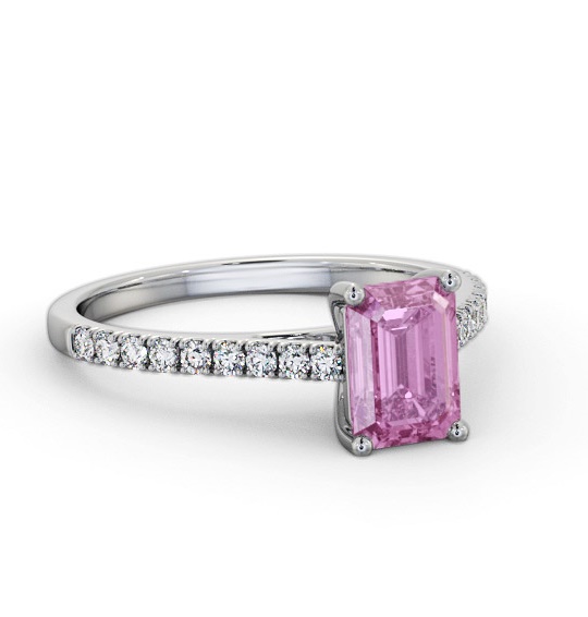 Solitaire 1.35ct Pink Sapphire and Diamond 18K White Gold Ring GEM91_WG_PS_THUMB1