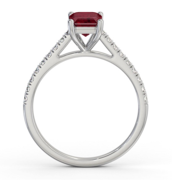 Solitaire 1.35ct Ruby and Diamond 18K White Gold Ring with Channel GEM91_WG_RU_THUMB1 