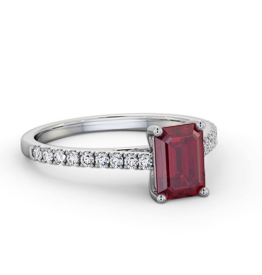 Solitaire 1.35ct Ruby and Diamond 18K White Gold Ring with Channel GEM91_WG_RU_THUMB2 