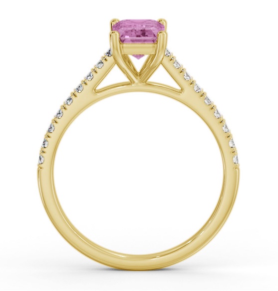 Solitaire 1.35ct Pink Sapphire and Diamond 18K Yellow Gold Ring GEM91_YG_PS_THUMB1 