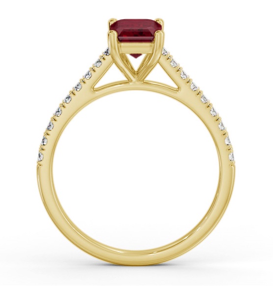 Solitaire 1.35ct Ruby and Diamond 18K Yellow Gold Ring with Channel GEM91_YG_RU_THUMB1 