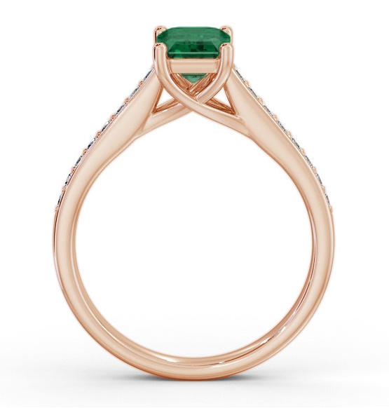 Solitaire 1.35ct Emerald and Diamond 18K Rose Gold Ring with Channel GEM92_RG_EM_THUMB1 