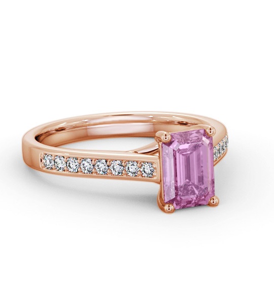 Solitaire 1.35ct Pink Sapphire and Diamond 18K Rose Gold Ring GEM92_RG_PS_THUMB1