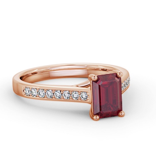 Solitaire 1.35ct Ruby and Diamond 18K Rose Gold Ring with Channel GEM92_RG_RU_THUMB1