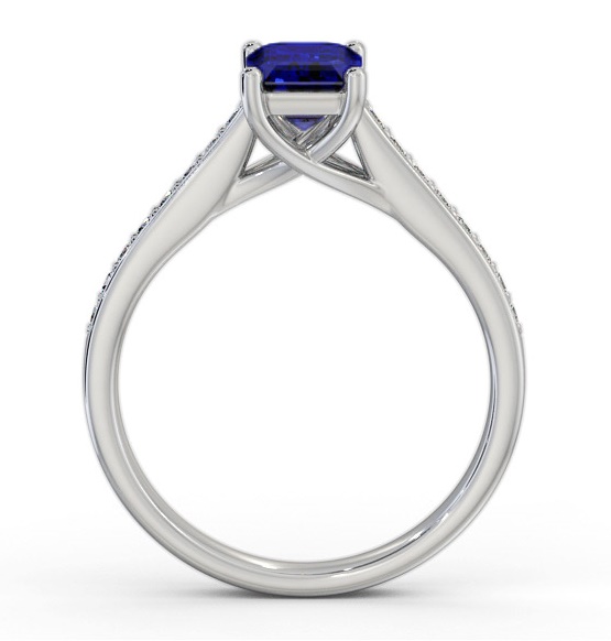 Solitaire 1.35ct Blue Sapphire and Diamond 18K White Gold Ring GEM92_WG_BS_THUMB1 
