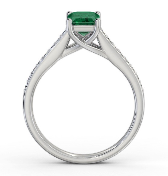 Solitaire 1.10ct Emerald and Diamond 9K White Gold Ring with Channel GEM92_WG_EM_THUMB1 