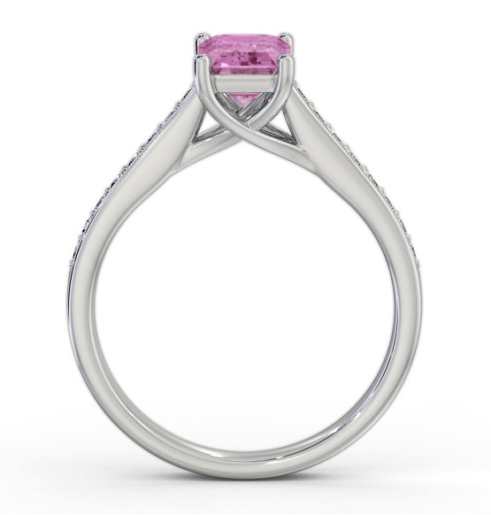 Solitaire 1.35ct Pink Sapphire and Diamond 18K White Gold Ring GEM92_WG_PS_THUMB1 