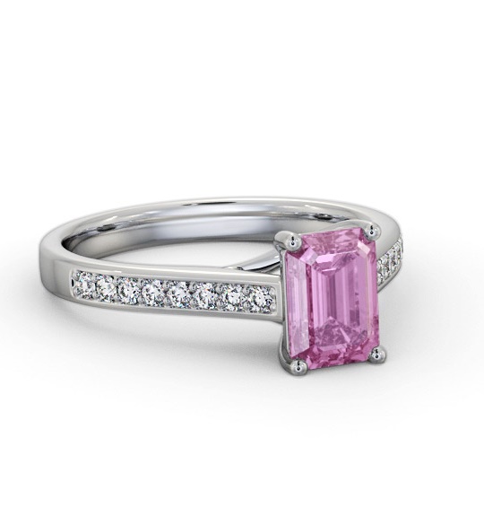 Solitaire 1.35ct Pink Sapphire and Diamond 18K White Gold Ring GEM92_WG_PS_THUMB1