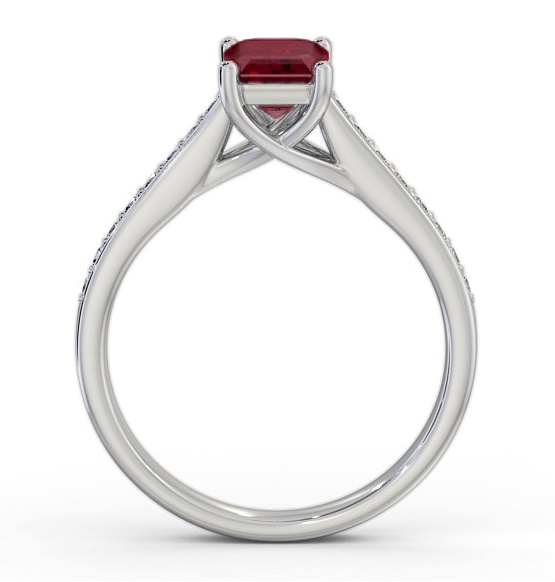 Solitaire 1.35ct Ruby and Diamond 18K White Gold Ring with Channel GEM92_WG_RU_THUMB1 