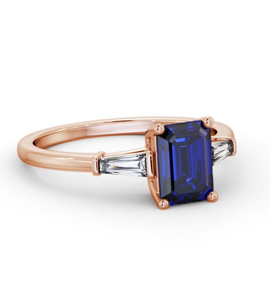 Shoulder Stone Blue Sapphire and Diamond 1.45ct Ring 18K Rose Gold GEM93_RG_BS_THUMB1