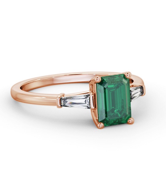Shoulder Stone Emerald and Diamond 1.20ct Ring 9K Rose Gold GEM93_RG_EM_THUMB1