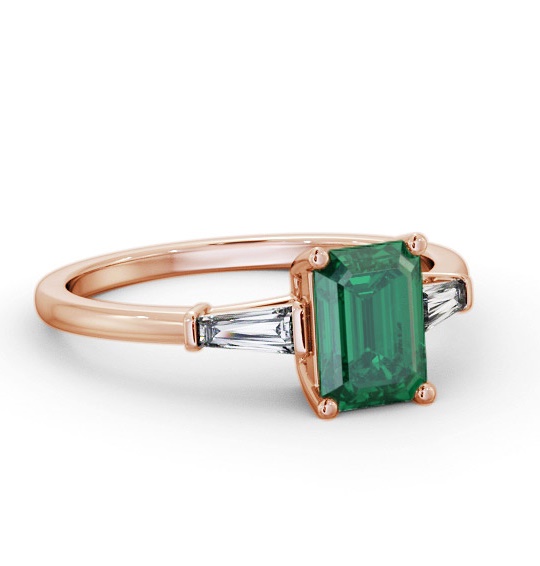 Shoulder Stone Emerald and Diamond 1.20ct Ring 18K Rose Gold GEM93_RG_EM_THUMB2 