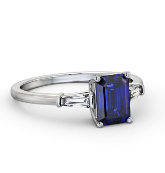 Shoulder Stone Blue Sapphire and Diamond 1.45ct Ring 9K White Gold GEM93_WG_BS_THUMB2 