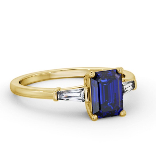 Shoulder Stone Blue Sapphire and Diamond 1.45ct Ring 18K Yellow Gold GEM93_YG_BS_THUMB1