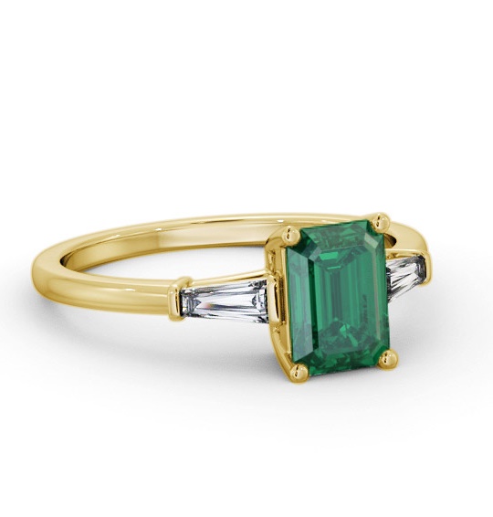 Shoulder Stone Emerald and Diamond 1.20ct Ring 18K Yellow Gold GEM93_YG_EM_THUMB1