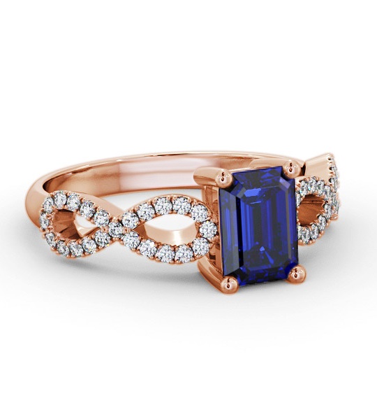 Solitaire 1.45ct Blue Sapphire and Diamond 18K Rose Gold Ring GEM94_RG_BS_THUMB1