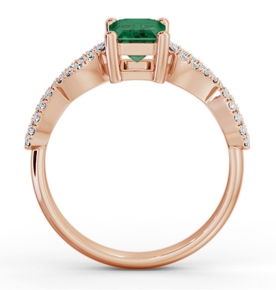 Solitaire 1.35ct Emerald and Diamond 9K Rose Gold Ring with Channel GEM94_RG_EM_THUMB1 