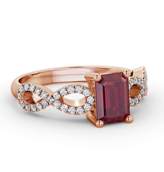 Solitaire 1.35ct Ruby and Diamond 18K Rose Gold Ring with Channel GEM94_RG_RU_THUMB1