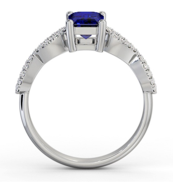 Solitaire 1.35ct Blue Sapphire and Diamond 18K White Gold Ring GEM94_WG_BS_THUMB1 