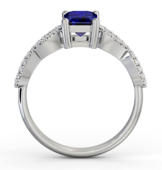 Solitaire 1.45ct Blue Sapphire and Diamond 18K White Gold Ring GEM94_WG_BS_THUMB1 